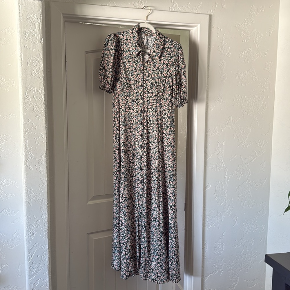 FREE PEOPLE DEBBIE JEAN SHIRT MAXI DRESS WITH POCKETS MEDIUM